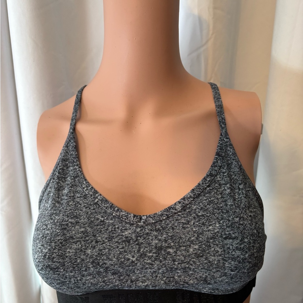 Pink Victoria's Secret Women's Black and Gray Sports Bra Medium - Picture 3 of 15
